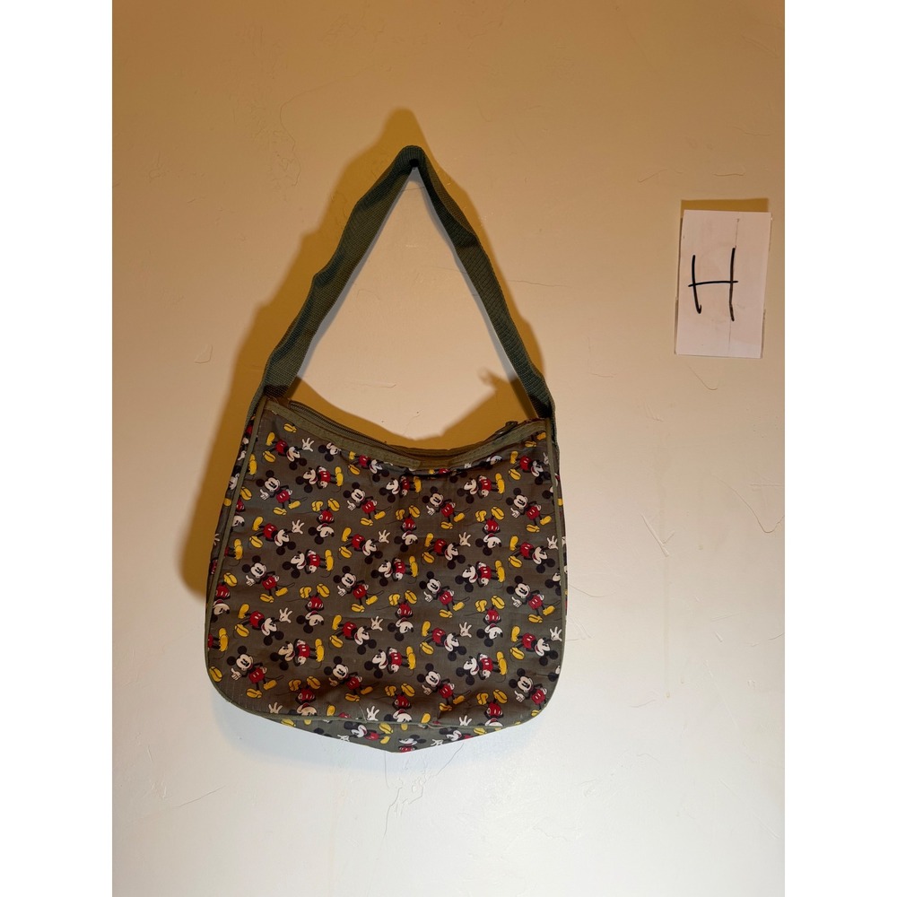 Disney Shoulder Bag Mickey Mouse Graphic Print Olive Green